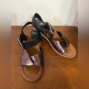 Sofft Bayo Backstrap Sandal (Women) - Black/Pewter 9.5 leather sandals